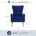 thumbnail image 5 of BELLEZE Modern Wingback Accent Lounge Arm Chair - Kinsley (Navy Blue), 5 of 7