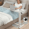 thumbnail image 6 of Pneumatic Overbed Table Height Adjustable, Rolling Bed Desk, Mobile Standing Laptop Table with Wheels, Over Bed Table for Hospital/Sofa/Couch/Bed/Office/Work - Foldable (27.5" W x 15.7" D, White), 6 of 12