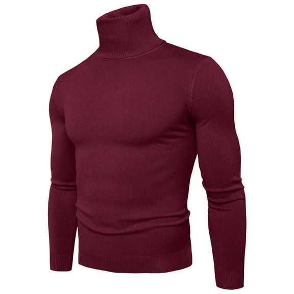 Men's Slim Fit Basic Tops Knitted Turtleneck Pullover Sweater (RD1 XXXL)