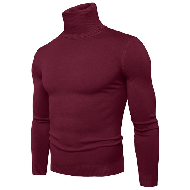 Printemps 2024 Pull Col Roulé Homme Chaud Tricoté Couleur Unie Pull-Overs Homme Ajusté Décontracté Pull Col Roulé