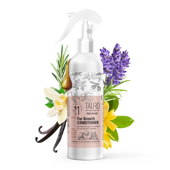 Tauro Pro Line Pure Nature Promoting Leave-in Dogs & Cats Natural Conditioner Spray with Essential Oils for Daily Pet Skin and Coat Care Stimulates Hair Growth 8.45 Fl Oz
