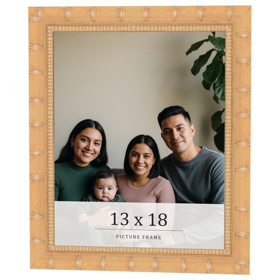 13x18 Light Brown Bamboo Real Wood Picture Frame Width 1.5 inches | Interior Frame Depth 0.5 inches