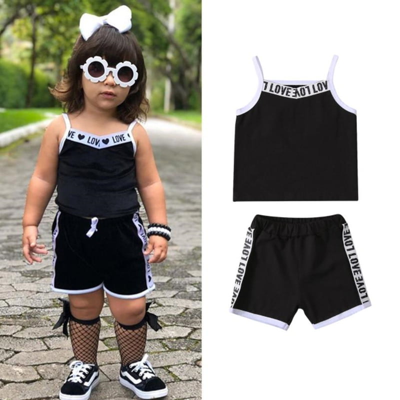 2PCS Baby Kids Girls Summer Outfits Toddler Top Shirt   Pants Shorts Clothes Set 