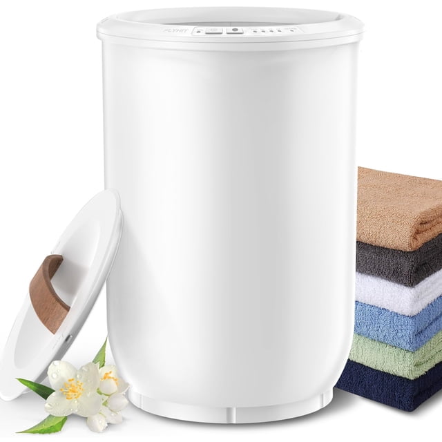 Calentador de toallas FLYHIT grande para baño con mango de madera calefactado