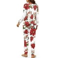 thumbnail image 3 of Yuyamidu Poinsettia Women Pjs Sets Long Sleeve Lounge Wear 2 Pieces Christmas Pajamas Top and Pants with Pockets Fall Spring Winter Clothing Soft Sleepwear Size M, 3 of 7