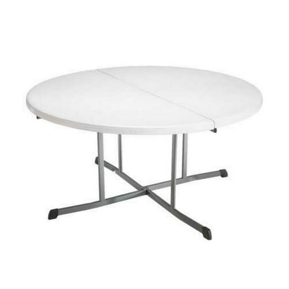 Lifetime Commercial Fold-in-Half 60 in Indoor/Outdoor Folding Round Table White Granite 1 Piece 1 Count