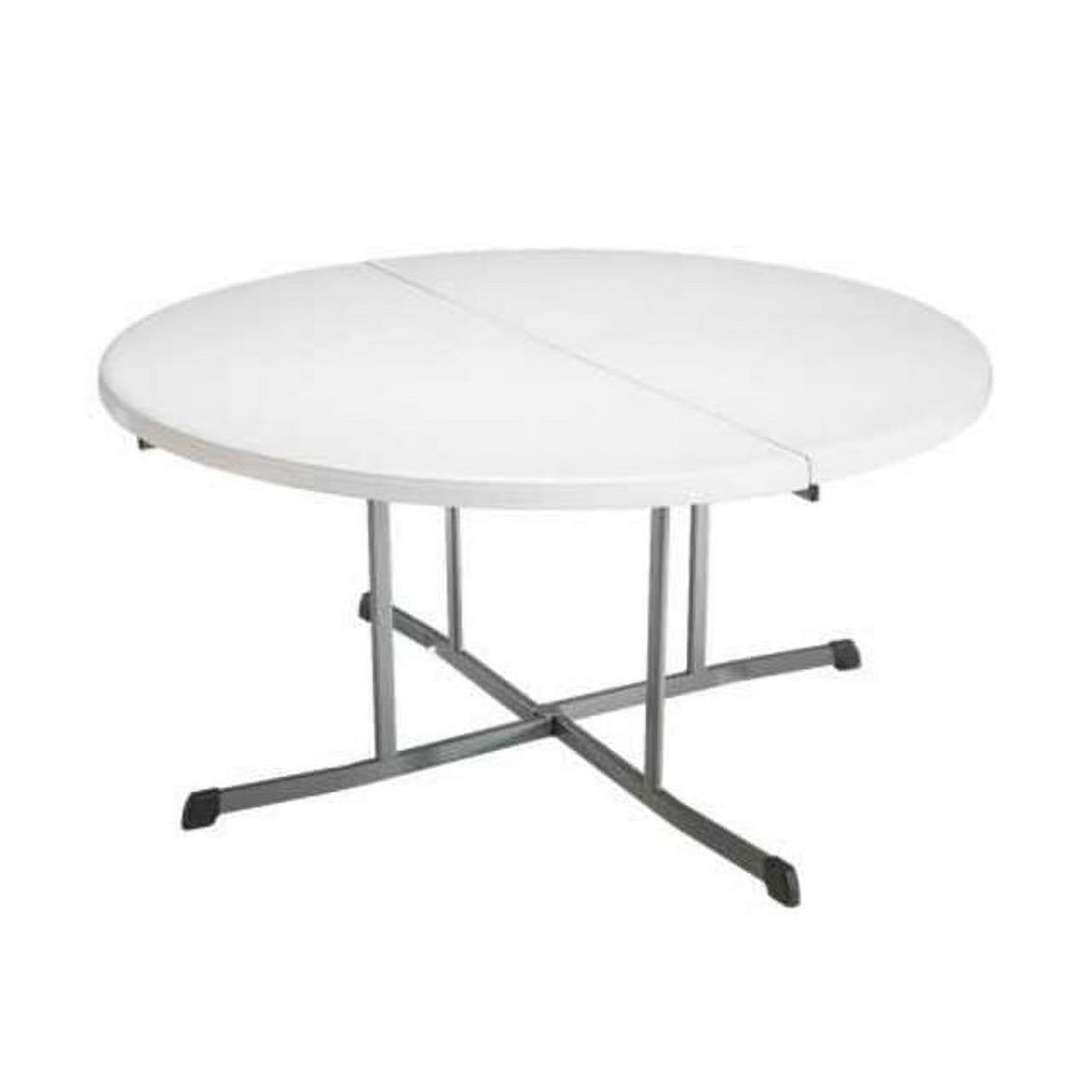 Lifetime 60 in Round Fold-in-Half Folding Table, White Granite photo 1