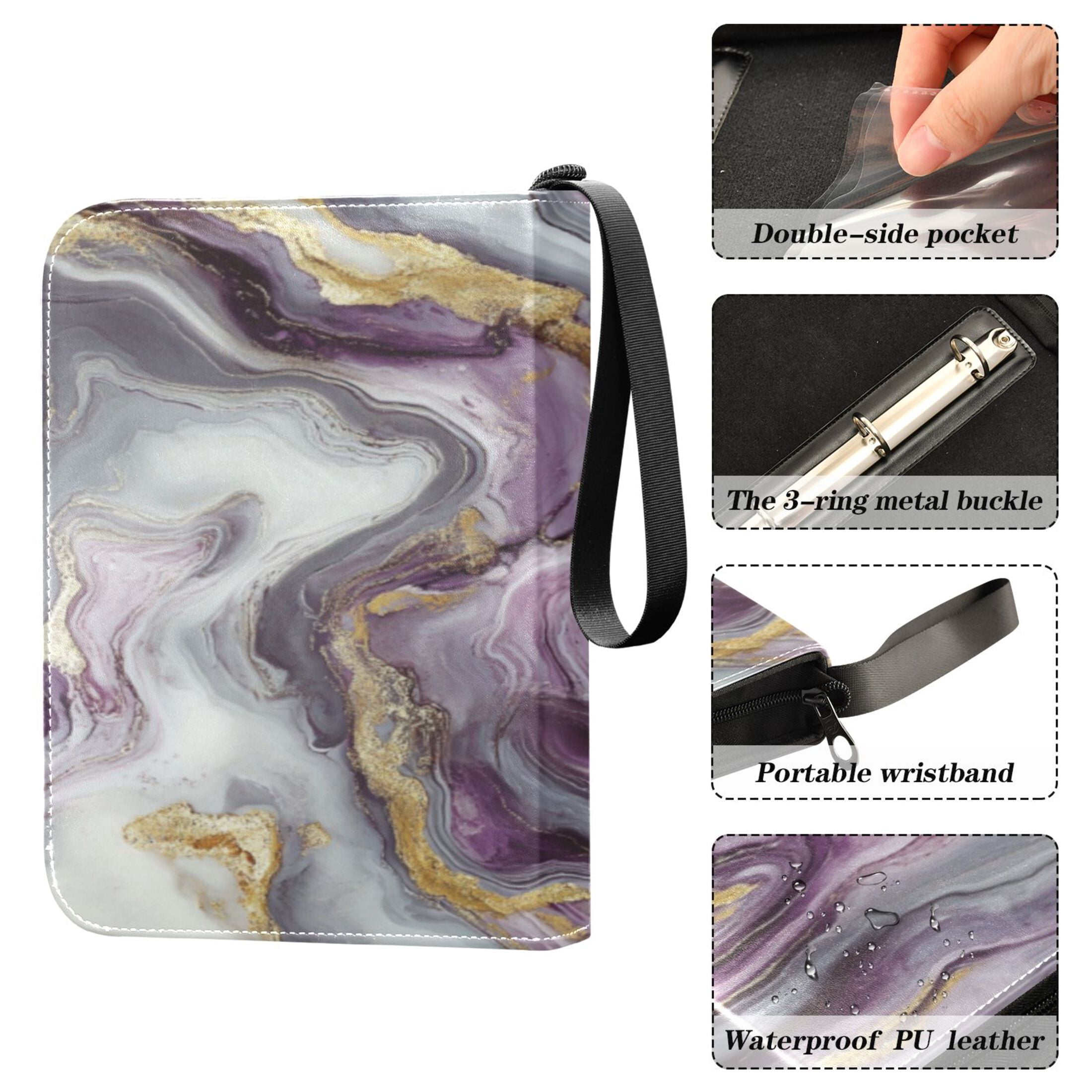 Game Card Storage Bag Collectible Trading Card Albums The 4-Pocket Card Binder With 50-Page Sleeve Can Hold 400 Game Cards Purple Marble