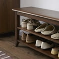 TinyTimes 40" Shoe Rack Bench 3 Tier Wood Shoe Storage Bench Living