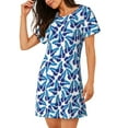thumbnail image 2 of Kdxio Blue Butterflies Pattern Womens Short Sleeve Sleepshirt Scoopneck Cute Nightdress Ruffle Comfy Nightgown, 2 of 6