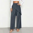 thumbnail image 2 of TEAJOPSUU Women's Wide Leg Pants High Waisted Tie Waist Wrap Pants with Pockets Casual Solid Color Daily Pants Gray, 2 of 7