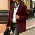 thumbnail image 3 of Womens Trench Coat with Pockets Single Breasted Fall Winter Casual Notched Lapel Business Formal Wool Coat Wine S-3XL, 3 of 7