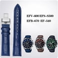 thumbnail image 2 of Correa de piel de vaca para reloj Casio Ocean Heart EFB-670/530 EFV-600 EFS-S500, 18 mm, 20 mm y 22 mm, color negro y azul, 2 of 5