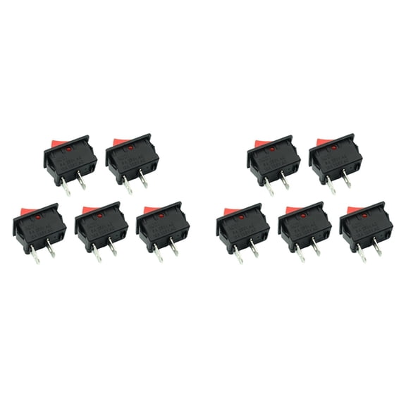 10PCS on-Off KCD11 2Pin 2P Black Car Rocker Switch 3A 250V 6A 125V AC Button KCD1-11 10X15 10X15 KCD117