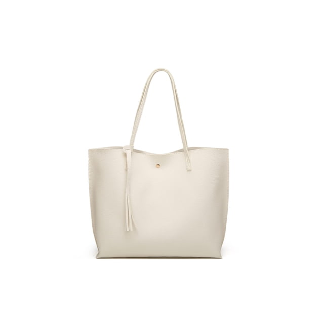 Dreubea Bolso de hombro de piel sintética suave para mujer, bolso de mano con borlas de gran capacidad