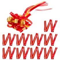 GOOHOCHY 10Pcs Red Gold Plastic Pull Bows for Wedding Car Decoration Supplies 19.7x7.9in
