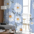 thumbnail image 4 of Blue Daisy Semi Sheer Curtains 108 Inch Length 2 Panels Set, Spring Floral Summer Botanical Watercolor Sheer Kitchen Curtain Privacy Voile Window Curtain for Living Room Bedroom Rod Pocket Drapes, 4 of 7