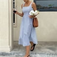 thumbnail image 4 of DHFJKG Summer Midi Dresses For Women Striped Square Neck Casual Sleeveless Swing A Line Dress Wedding Guest Dress, 4 of 9