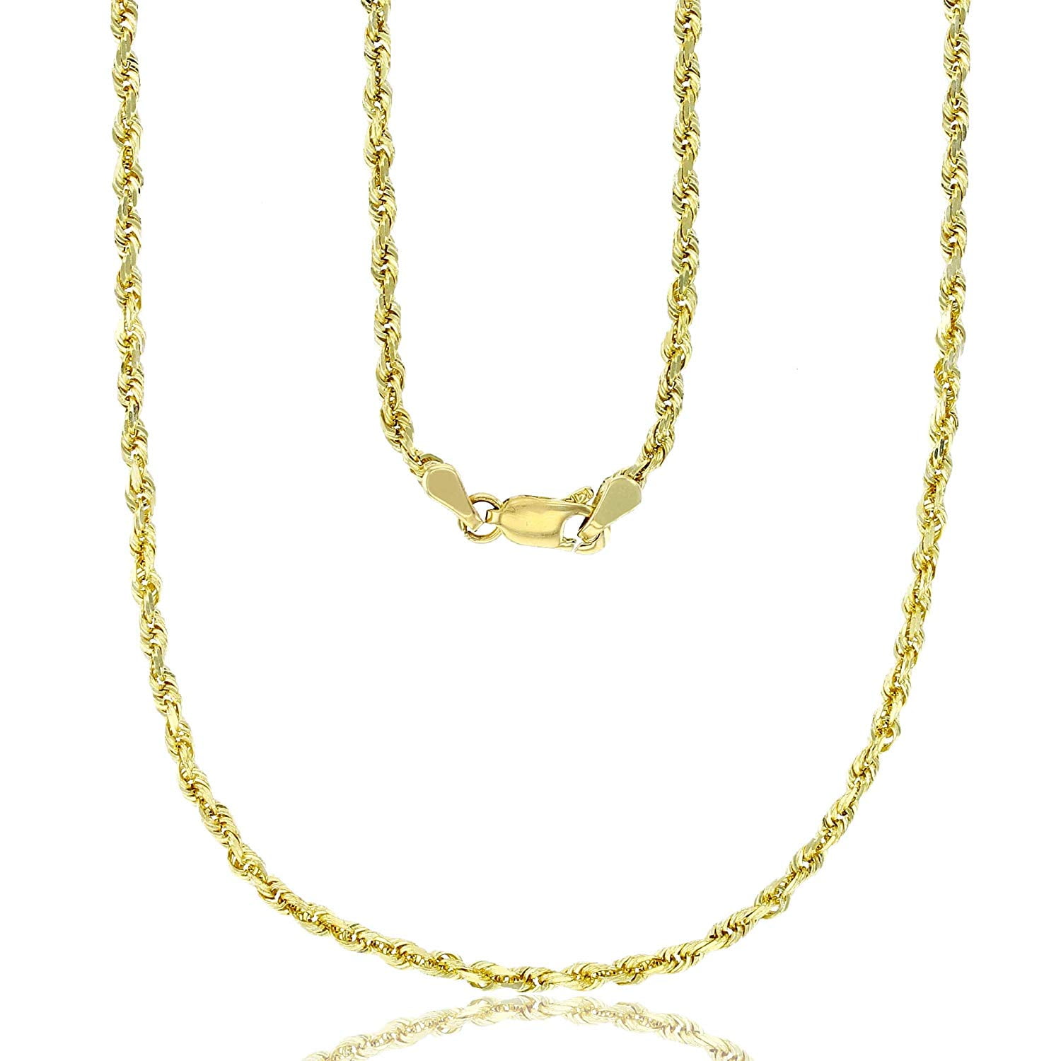 Decadence 14K Yellow Gold Solid 1mm8mm Thick Diamond Cut Rope Chain