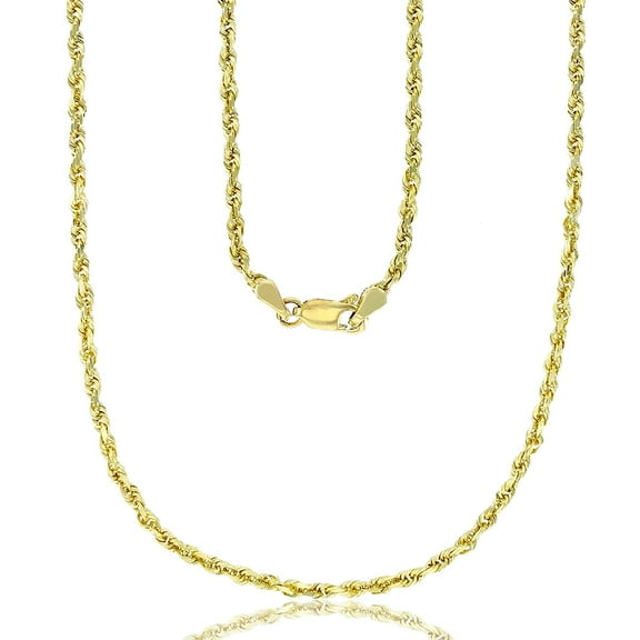 Decadence 14K Yellow Gold Solid 3.50mm Diamond Cut Rope Chain with Lobster Claw Clasp | 22" Necklace Chain | Italian Gold Necklace For Men and Women| 14K Diamond Cut Rope Chain