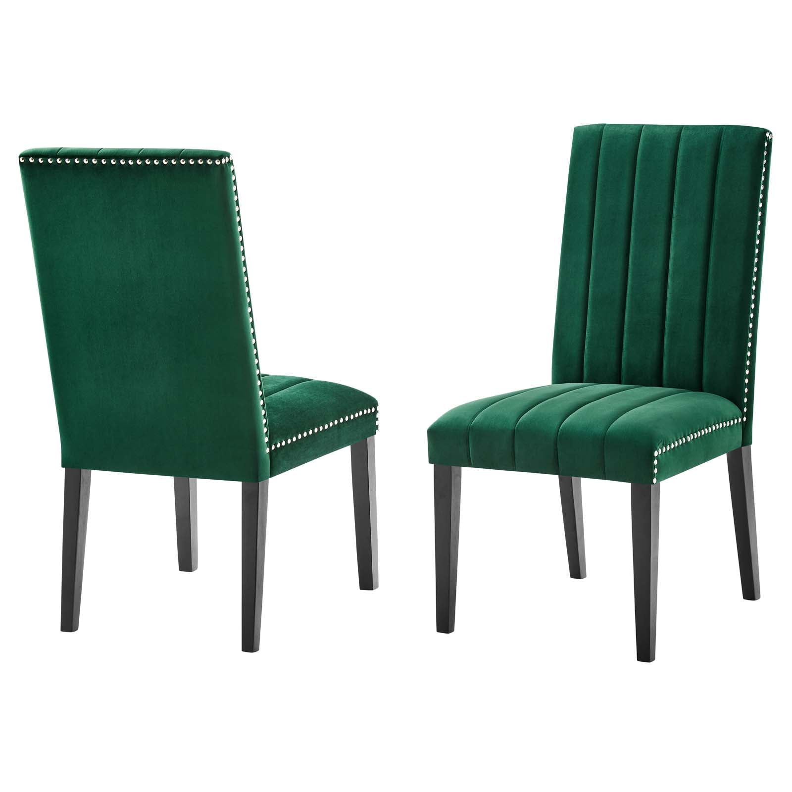 Luxe Deco Green Velvet Upholstered Parsons Side Chair