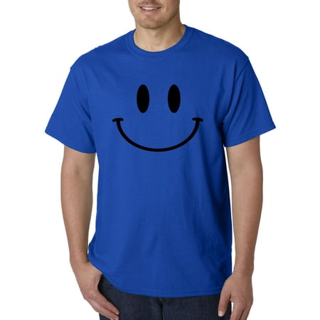 - New Way 849 - Unisex T-Shirt Smiley Face Emoticon Emoji Happy Smile Large Royal Blue
