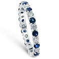 thumbnail image 4 of Pompeii 1 cttw Blue Sapphire Diamond Wedding Eternity Ring 14k White Gold (G/H,I1-I2), 4 of 4