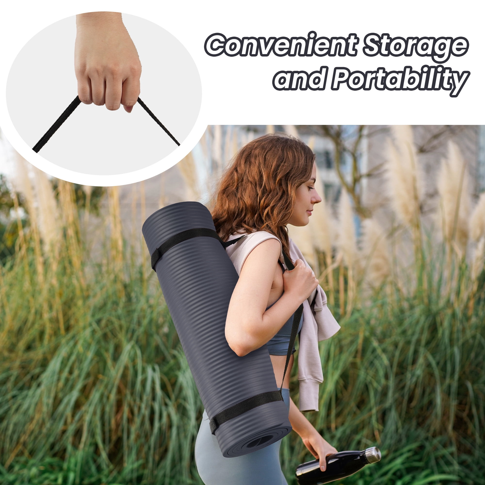 BalanceFrom Extra Thick 1/2" Yoga Mat - 71"x24" Non-Slip Exercise Mat with Carrying Strap, High Density Foam for Spine & Joint Support, Easy Clean & Portable for Hom，Travel，Gym