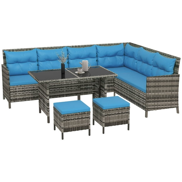 Outsunny 6 Pieces Patio Dining Set Wicker Outdoor Furniture Set