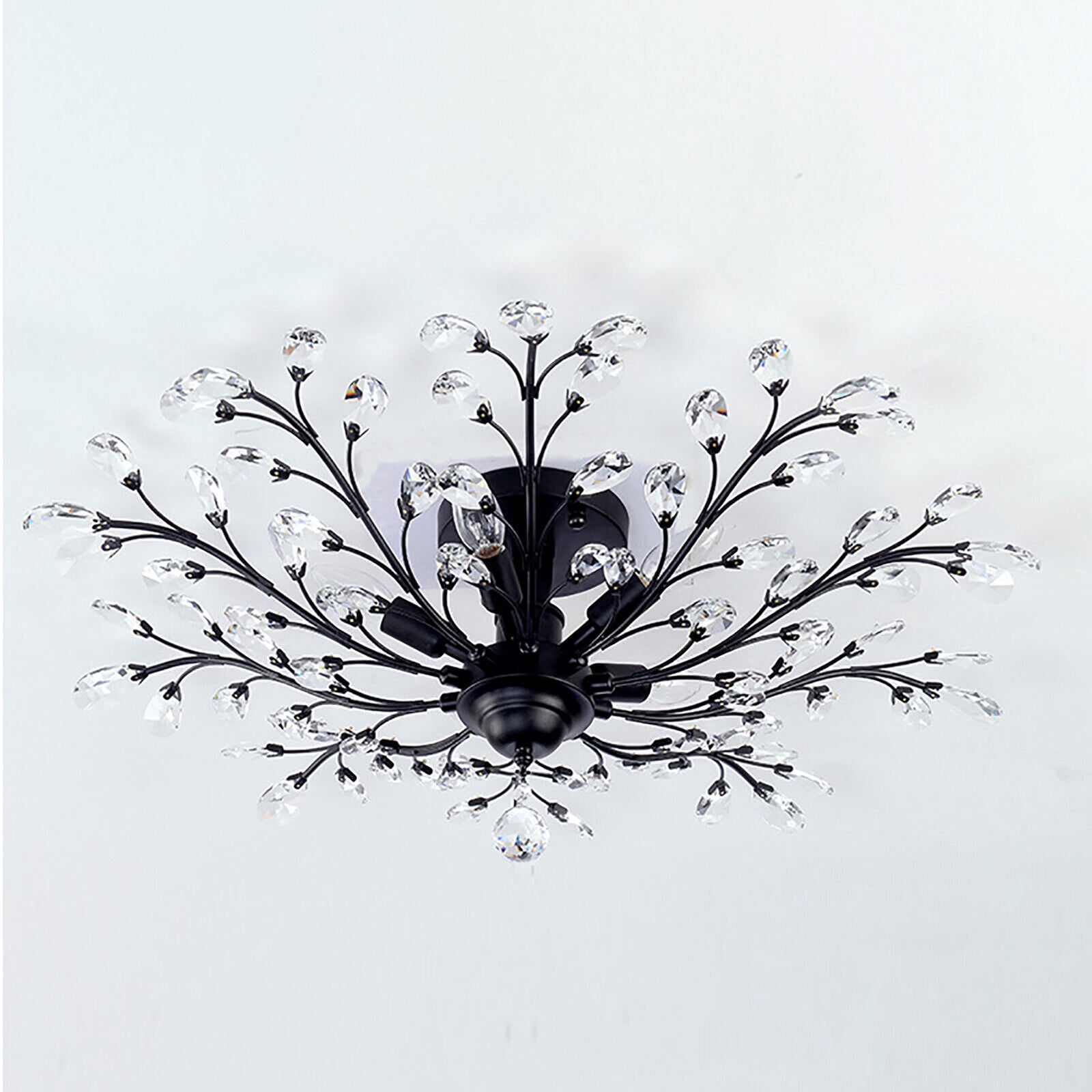 Miumaeov Vintage Crystal Branches Chandeliers 5 Lights Flower Shape Pendant Lamp Ceiling Lighting Fixture for Entryway Living Room Dining Room
