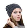 thumbnail image 4 of NYFASHION101 Unisex Multicolor Warm Cable Knit Slouch Pom Pom Beanie Cap - Black/Charcoal Gray, 4 of 4