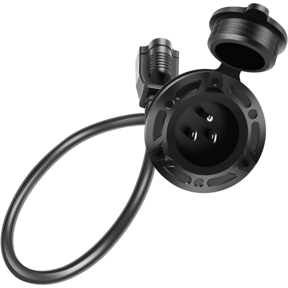 FUYGRCJ AC Port Plug Inlet Port Plug with Extension Cord PVC Power Inlet Socket with Waterproof Cover Heavy Duty Integrated Outdoor Extension Cord for RV Car Bumper Boat Truck