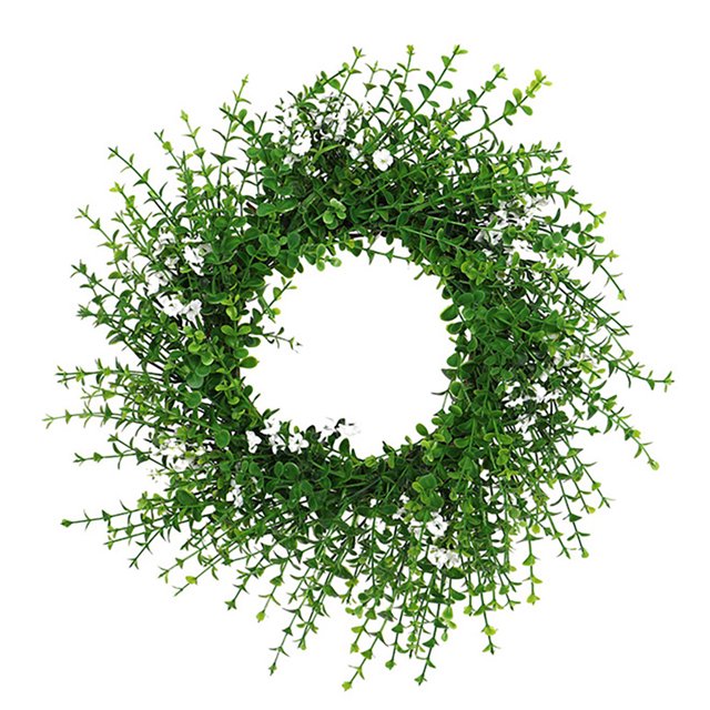 Guirnalda Guirnalda verde Flores blancas Hojas Decoración Vegetación Artificial para puerta Pared Hogar Boda seitruly HA9039-00B