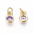 thumbnail image 2 of EOEMY 20X Flat Round Brass Micro Pave Cubic Zirconia Charms Dangle Charms 6.5X4.5X2mm-Lilac, 2 of 2