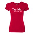 thumbnail image 2 of Black Expression Try Me. Malcolm X 1963 Womens Slim Fit Junior Tee, Red, Small, 2 of 3