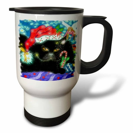 

3dRose Kittys Magical Christmas Travel Mug 14oz Stainless Steel