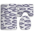 thumbnail image 1 of JSDART Fish 3 Piece Bathroom Rugs Set Bath Rug Contour Mat and Toilet Lid Cover, 1 of 2