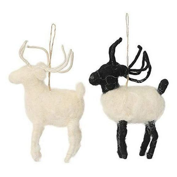 De Kulture Hand Made Felt Black And White Reindeer Ornament (Set Of 2) 4X1X6 (Lwh) For Home Decoration Party Decorative Office Decor Ideal For Christmas Decoration