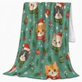 thumbnail image 2 of Cute Cartoon Cats Santa Hats Christmas, Playful Pet Portrait Pattern, Warm Flannel Blanket for Living Room and Reading Nook, Cat Lovers Christmas Gift, Pet Lover Home Decor, 2 of 9