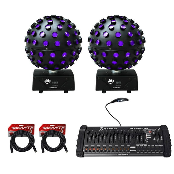 (2) American DJ ADJ Starburst Sphere Shooting Beam Effect Lights DMX Controller