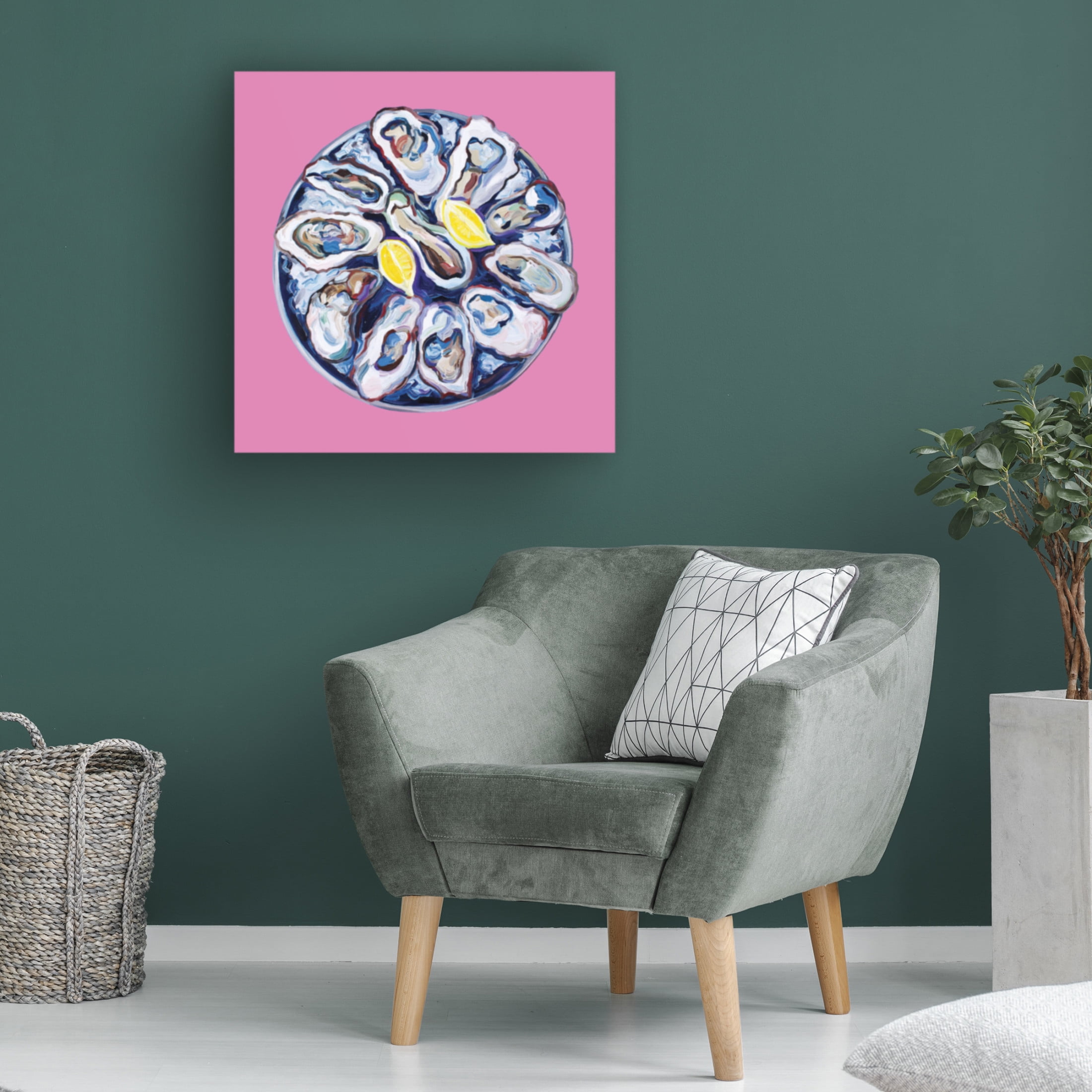 Trademark Fine Art Alice Straker  Oysters On a Plate Pink Canvas Wall Art
