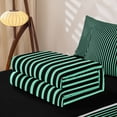 thumbnail image 5 of Castle Fairy Abstract Vertical Stripe Zipper Full Size Comforter Sets with Fitted Sheet and 2 Pillowcases,Minimalist Thin Line Zipper Bedding Set,Mint Green Black,Reversible, 5 of 5