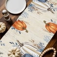 thumbnail image 2 of Thanksgiving Pumpkin Table Runner, Autumn Thanksgiving Kitchen Dining Table Decoration for Home Party Decor 13x48 Inches, 2 of 9