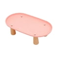 thumbnail image 3 of Soporte elevado para comedero de gatos, de plástico antiderrame y con base de madera. Rosa 31cmx17cm, 3 of 9