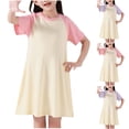 thumbnail image 1 of JDQJBZ Robe T-Shirt pour Fille Couleur Unie Coton Vêtements de Nuit Manches Courtes Col Rond Longueur Genou, 1 of 5