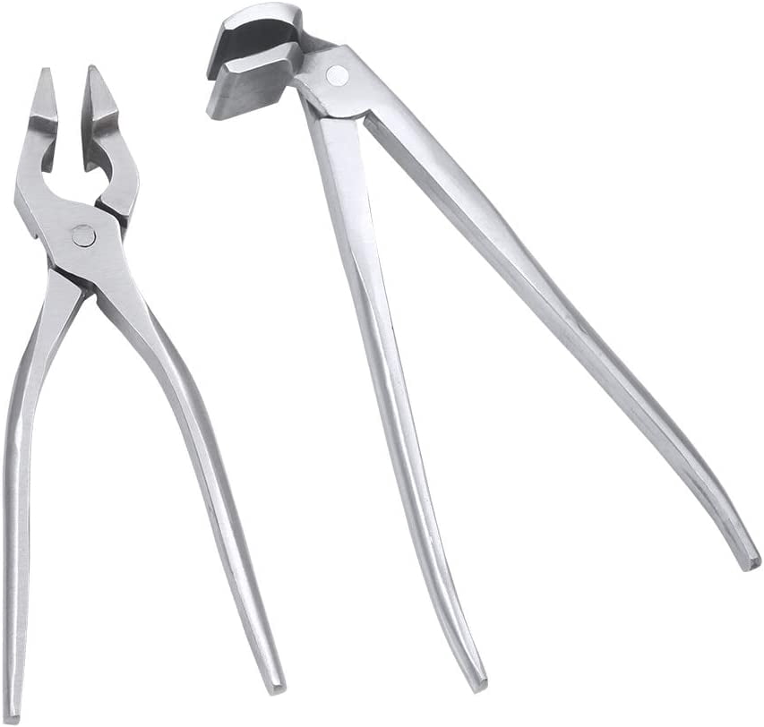 ABCISI Leathercraft Flatten Pliers, Clamp Leather Edge Adjustment Press Flatten Plier, 8.5 Inch DIY Professional Tools Curved Head for Leather Bag Wallet Making