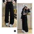 thumbnail image 7 of dazeni Cargo Pants for Girl Teen Baggy Parachute Trouser with Pocket Tween Wide Leg Y2K Sweatpant Hip Hop Dance Jogger Open Bottom Black, 7 of 7