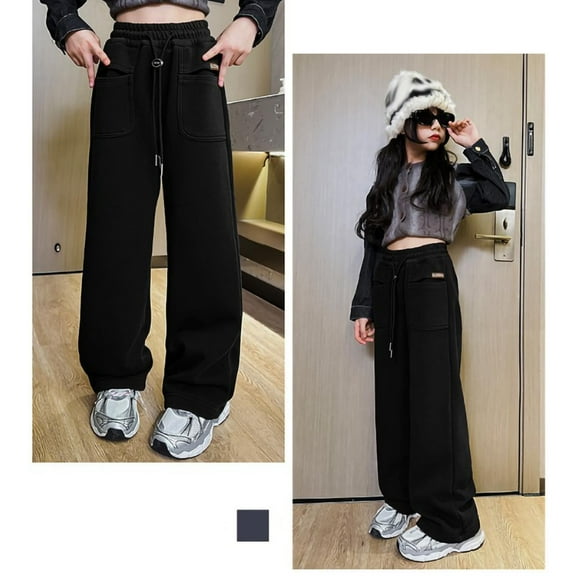 Lopecy-Sta Kis Sweatpants Streetwear Wide Leg Sweatpants Winter Warm Straight Leg Sweat Pants with Pockets Baggy Cargo Pants