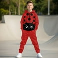 thumbnail image 5 of Uorisanigo Kids Sweat Suit Set, 2-Piece Graphic Printed Big-Eyed Red Ladybug Hoodie & Sweatpants Outfit for Boys Girls, Pullover Top and Jogger Pants Outfit Casual Clothes, 5 of 7