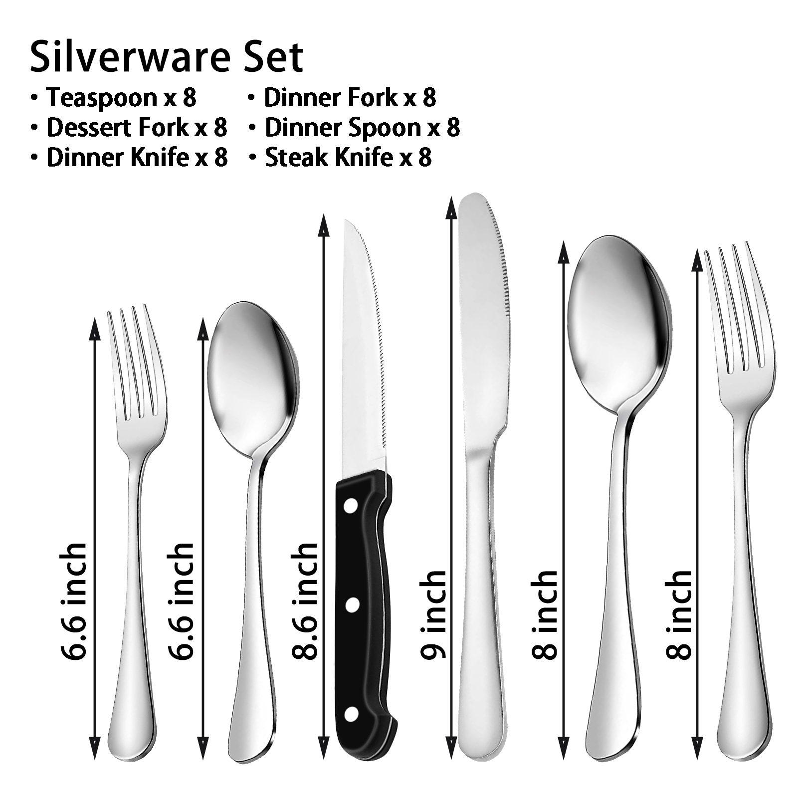 Kosbon 48-Piece Stainless Steel Flatware Set, Silver photo 6